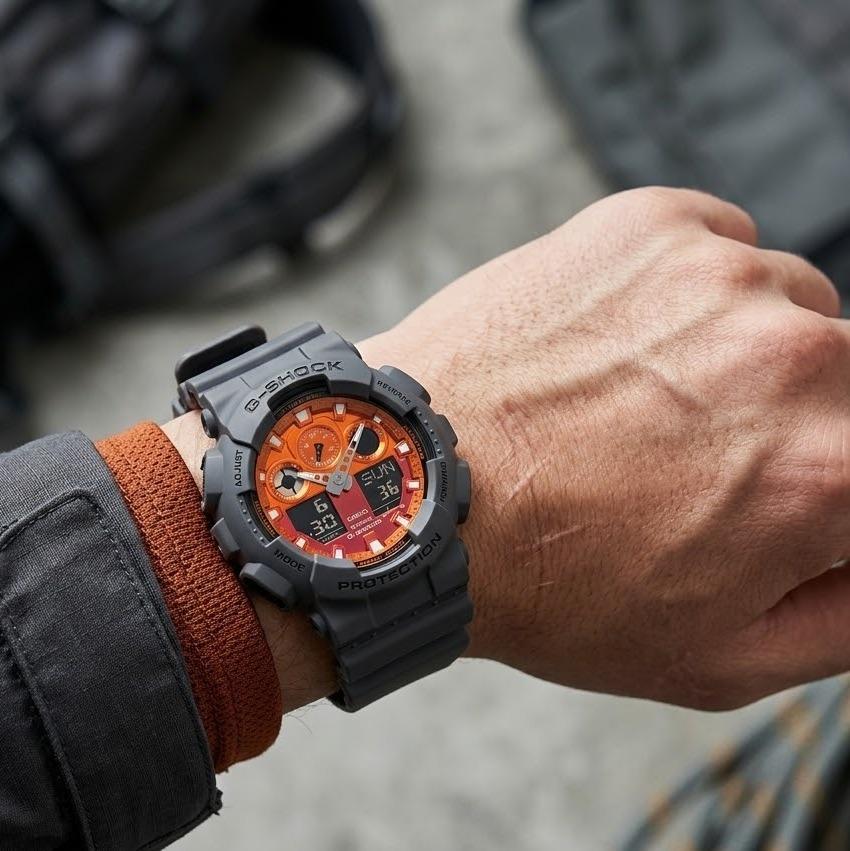 Casio G-Shock GA-100 · Negro / Naranja