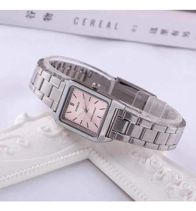 Casio LTP-V007D · Acero / Cara rosada