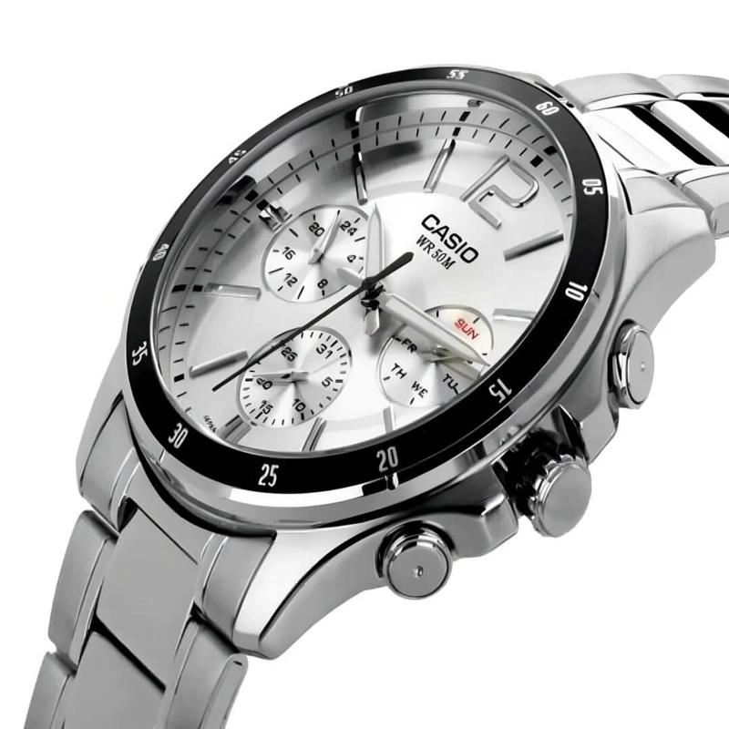 Casio MTP-1374D · Acero plateado / Cara blanca