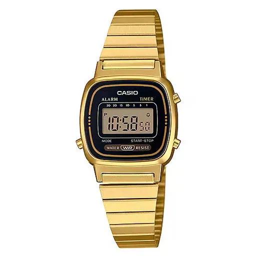 Casio Vintage LA670WGA · Dorado / Cara negra