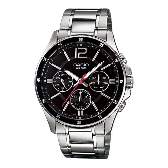 Casio MTP-1374D · Acero plateado / Cara negra